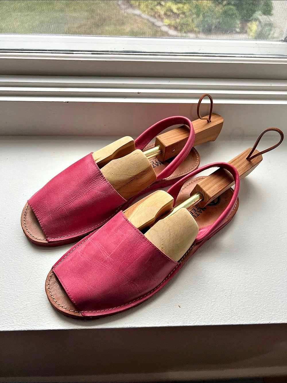 Natural Step Pink & Brown Leather Slingback Mules EU 41